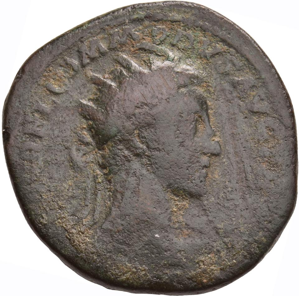 Marcus Aurelius, copper-alloy dupondius, collection photograph Koeln-ID837, obverse