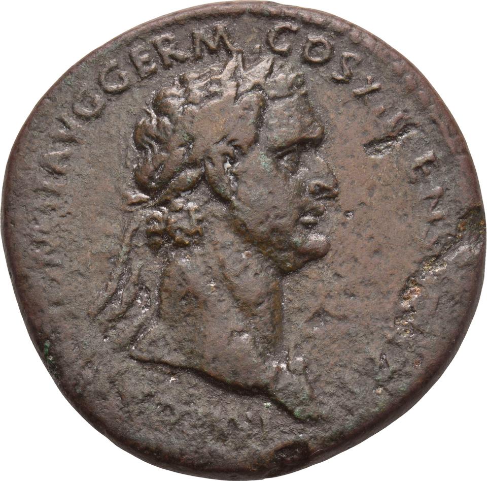 Domitian, copper-alloy sestertius, collection photograph Koeln-ID665, obverse
