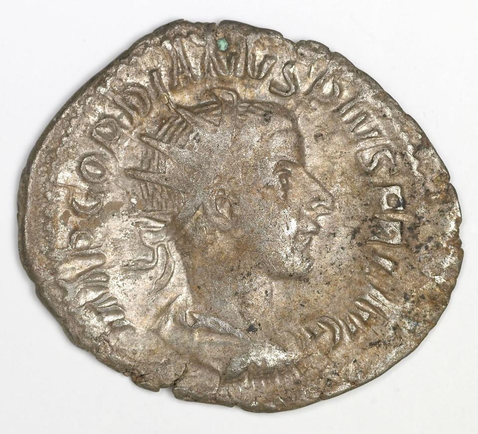 Gordian III, silver antoninianus, collection photograph IATH-1991.17.21, obverse