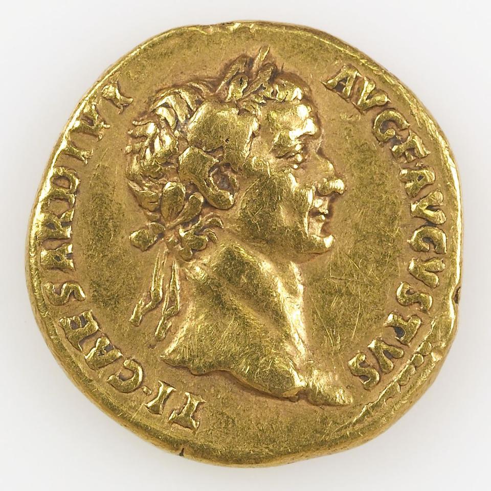 Trajan, Gold aureus, collection photograph IATH-1997.7.1, obverse