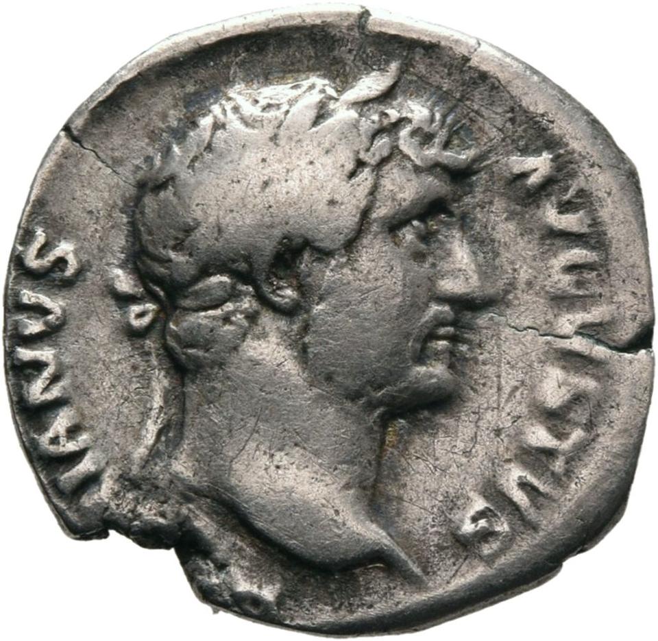 Hadrian, Silver denarius, collection photograph Mainz-ID36, obverse