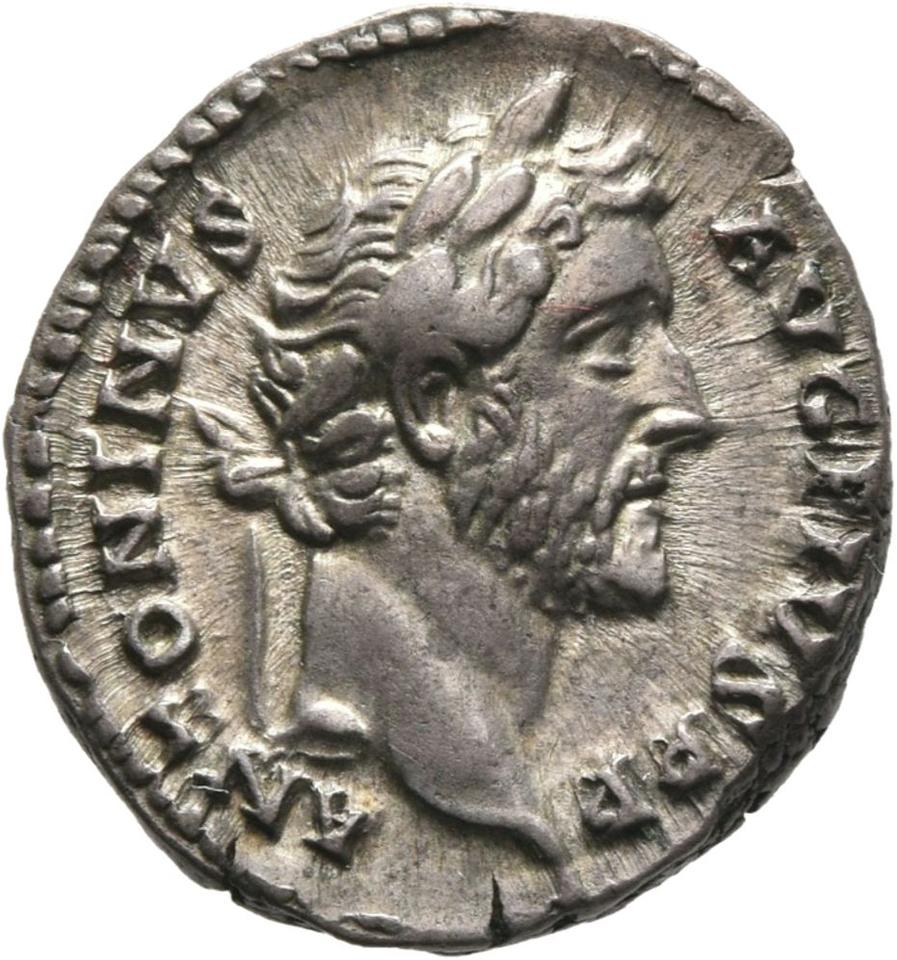 Antoninus Pius, Silver denarius, collection photograph Mainz-ID268, obverse