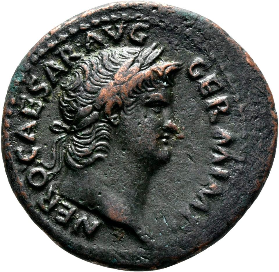 Nero, copper-alloy as, collection photograph Mainz-ID581, obverse