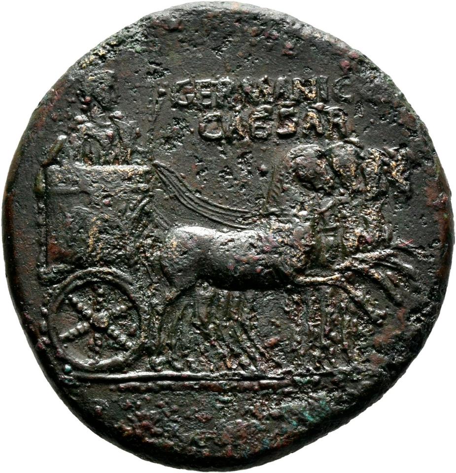 Caligula, copper-alloy dupondius, collection photograph Mainz-ID509, obverse
