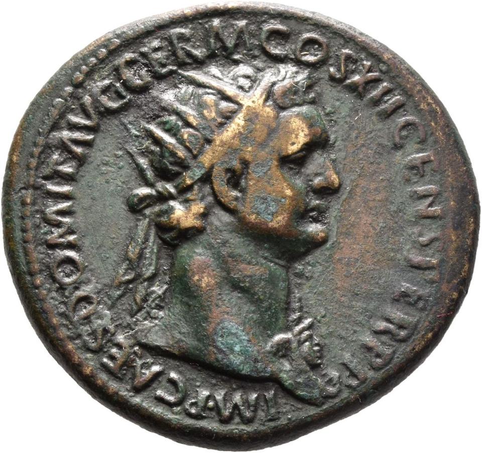 Domitian, copper-alloy dupondius, collection photograph Mainz-ID628, obverse