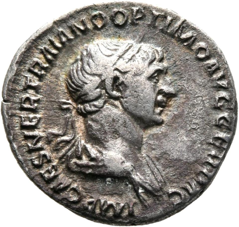 Trajan, Silver denarius, collection photograph Mainz-ID201, obverse