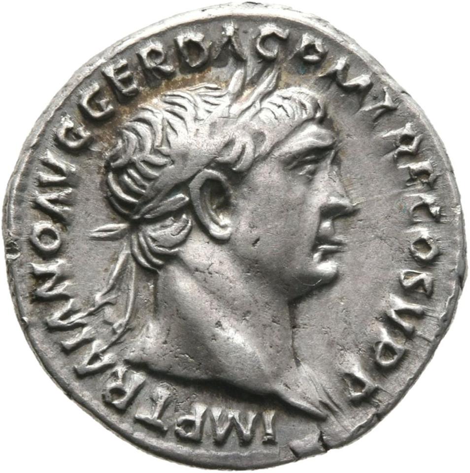 Trajan, Silver denarius, collection photograph Mainz-ID1048, obverse