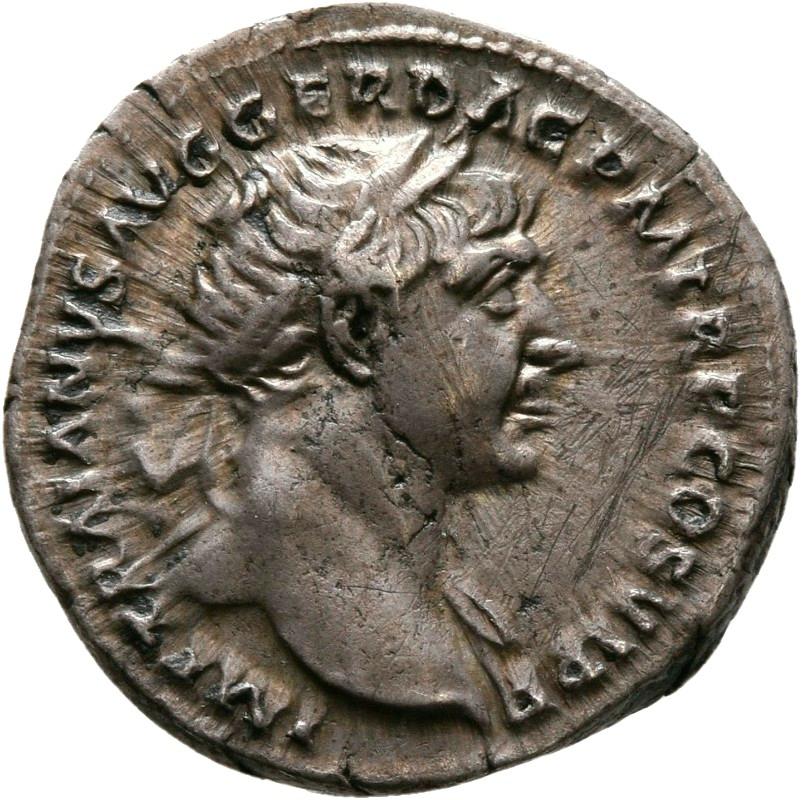 Trajan, Silver denarius, collection photograph Mainz-ID197, obverse