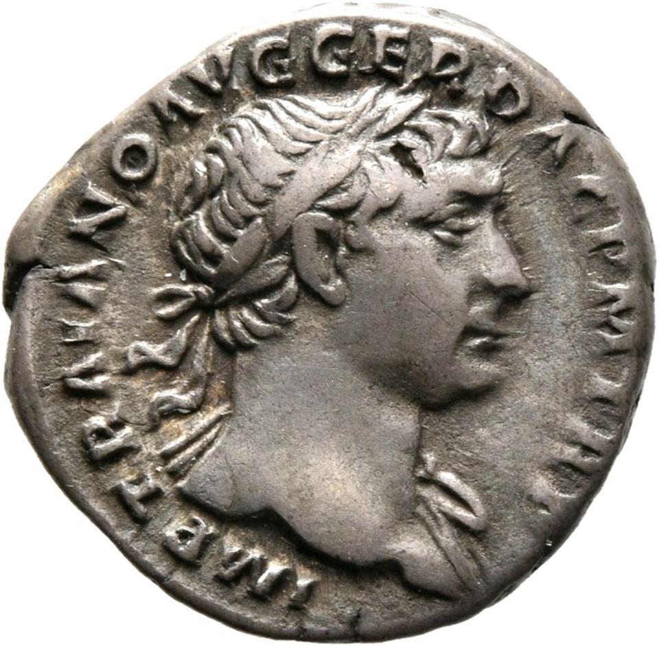 Trajan, Silver denarius, collection photograph Mainz-ID193, obverse