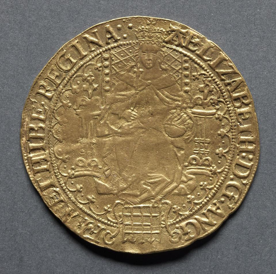 Elizabeth I, Gold thirty-shilling sovereign, collection photograph CMA-1969-181, obverse