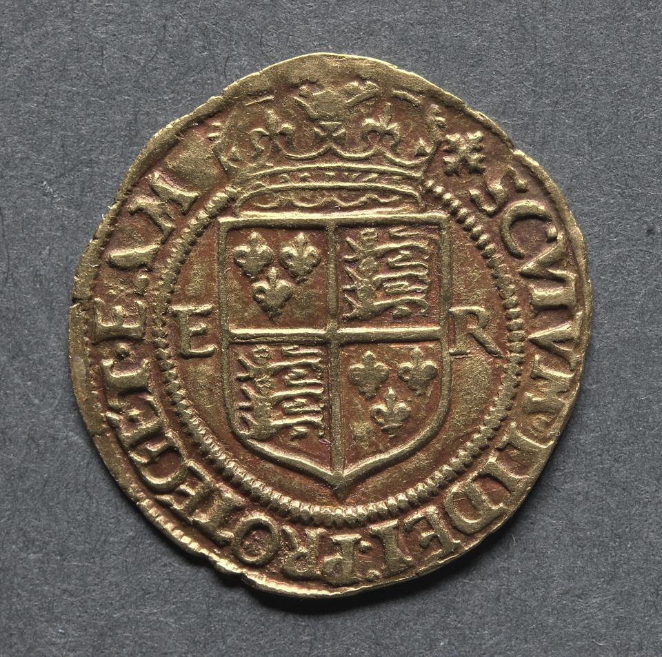Elizabeth I, Gold halfcrown, collection photograph CMA-1969-182, reverse