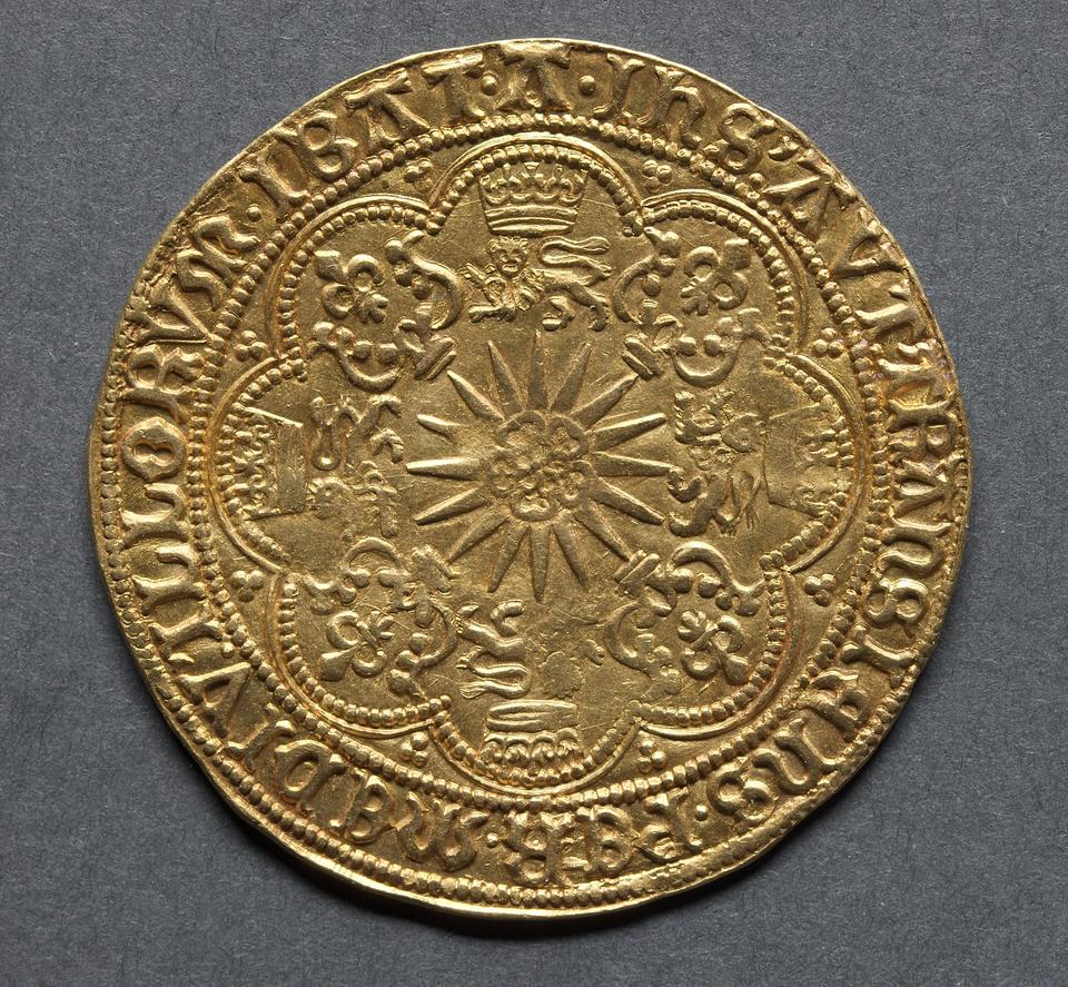 Elizabeth I, Gold ryal, collection photograph CMA-1969-183, reverse