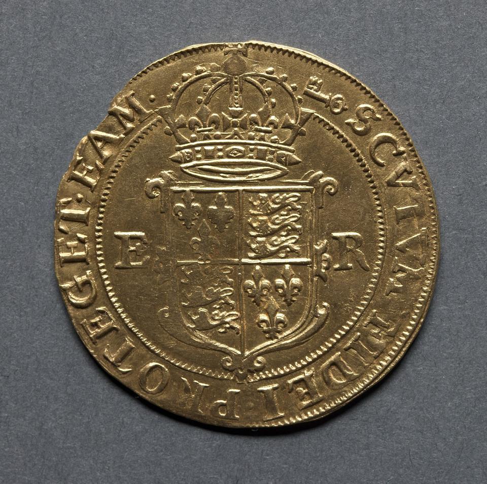 Elizabeth I, Gold pound, collection photograph CMA-1969-185, reverse