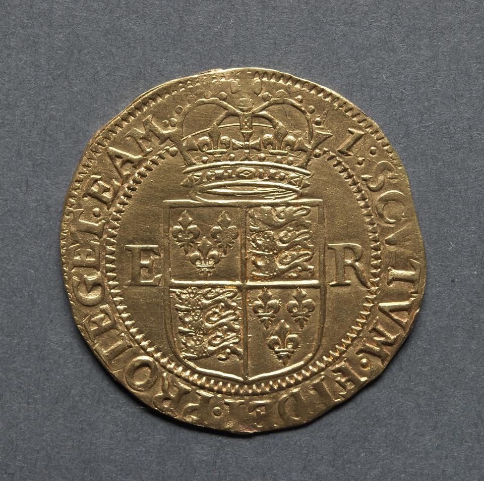 Elizabeth I, Gold half pound, collection photograph CMA-1969-186, reverse
