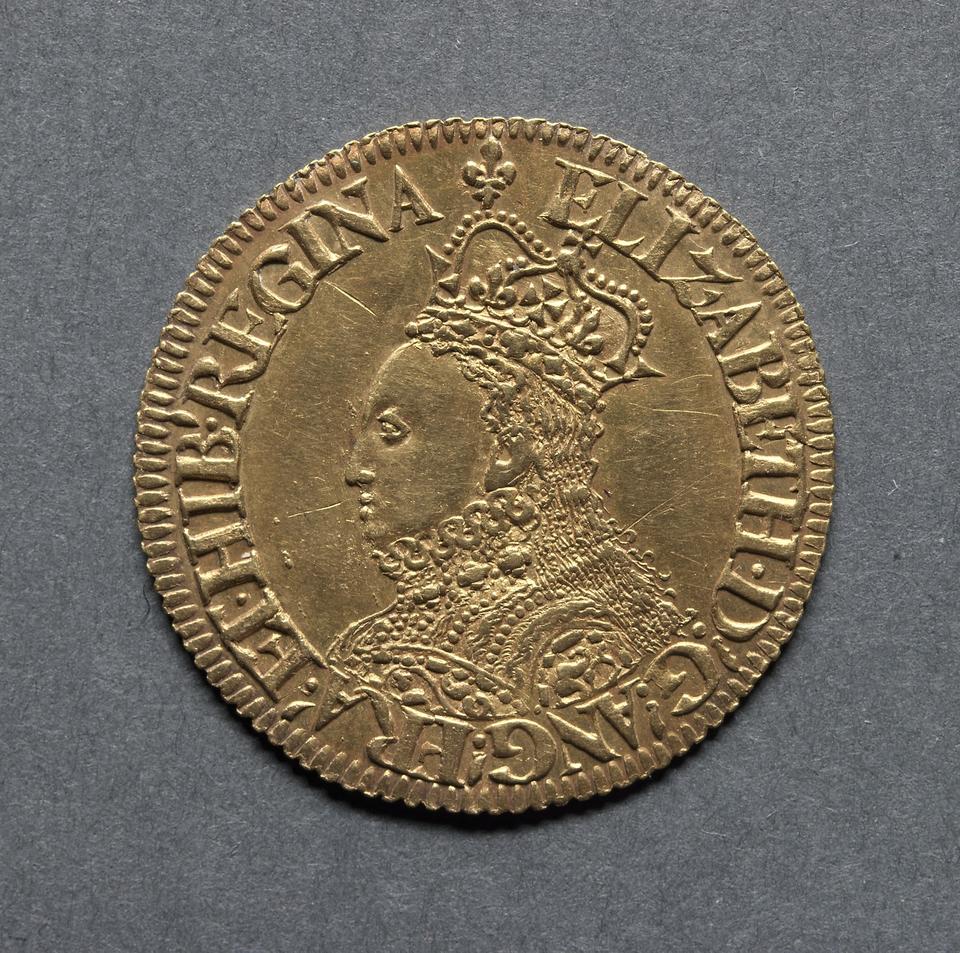 Elizabeth I, Gold milled half pound, collection photograph CMA-1969-187, obverse