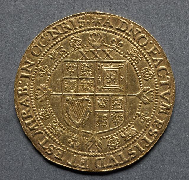 James I Gold Rose Ryal of Thirty Shillings (Third Coinage, 1619–1625), reverse
