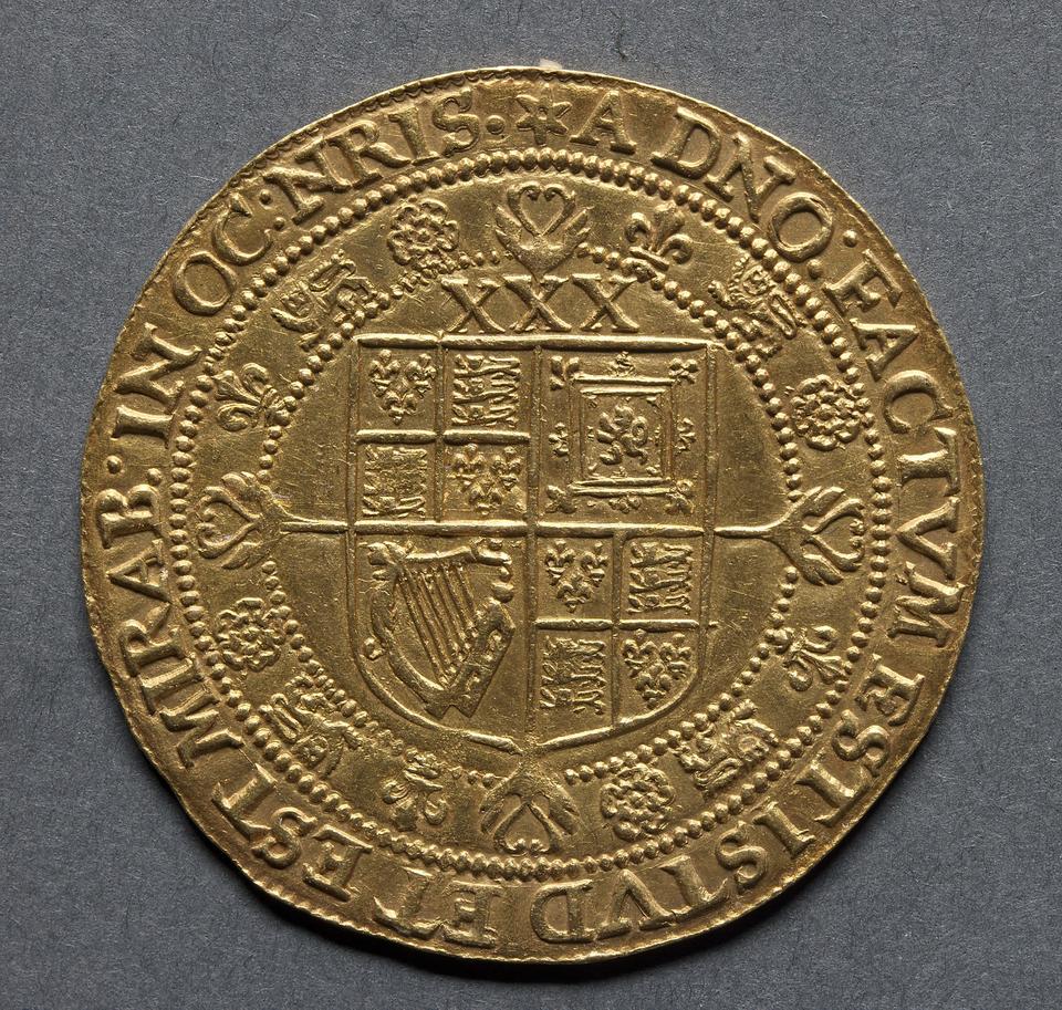 James I, Gold rose ryal, collection photograph CMA-1969-190, reverse