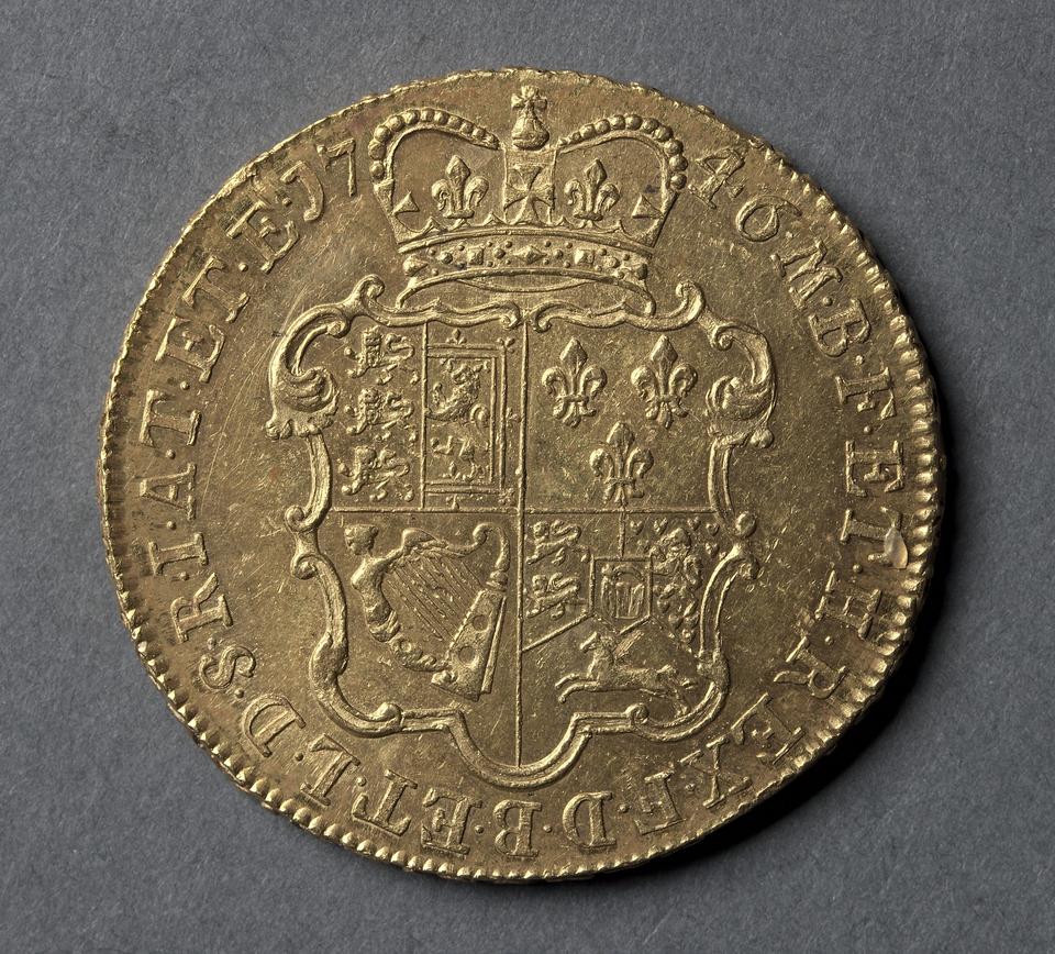 George II, Gold five guineas, collection photograph CMA-1969-208, reverse