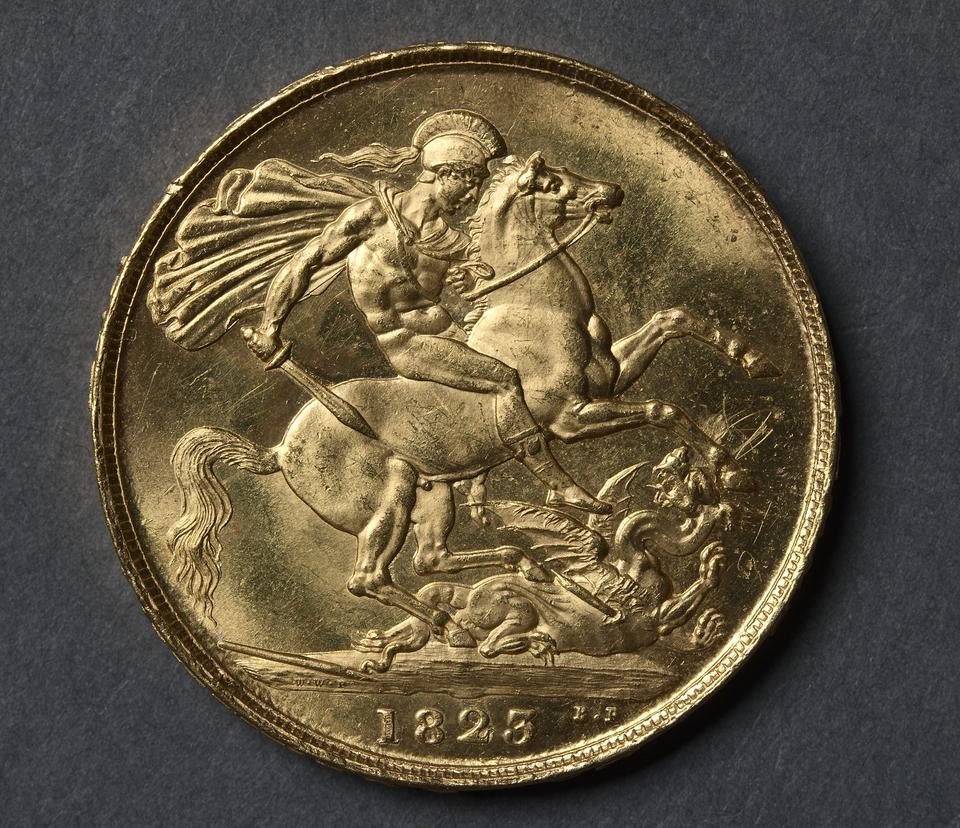 George IV, Gold two pounds, collection photograph CMA-1969-214, reverse