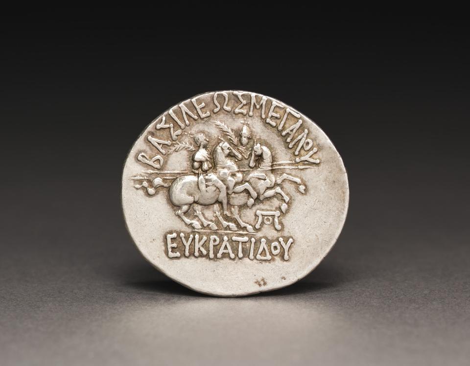 Eukratides I, Silver tetradrachm, collection photograph CMA-1999-319, reverse