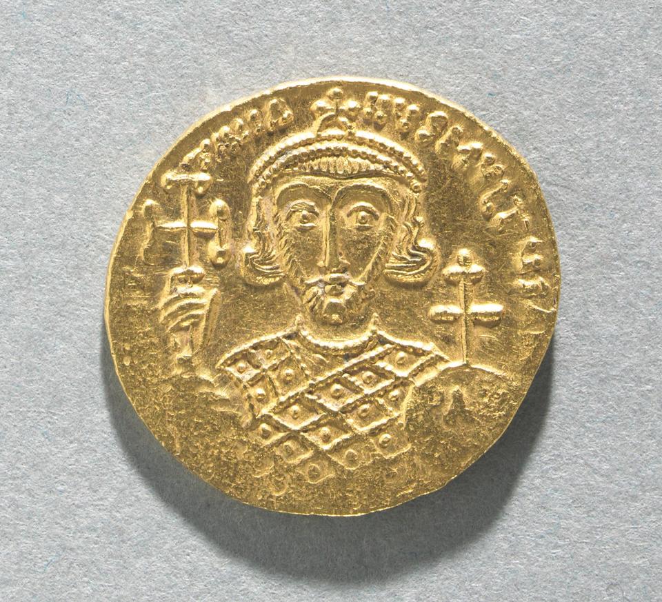 Justinian II, Gold solidus, collection photograph CMA-2012-47, reverse