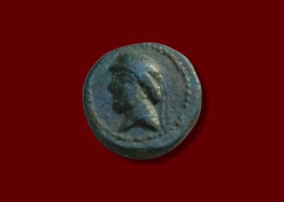 Obverse showing a portrait bust of Phraates II wearing a Parthian diadem or tiara, facing left.